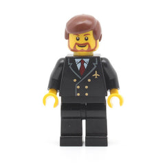 LEGO air048 - Airport (Pilot with Red Tie and 6 Buttons, Black Legs, Reddish Brown Hair, Brown Beard Rounded)