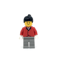 LEGO par052 - Red Riding Jacket (Light Gray Legs, Black Ponytail Hair)