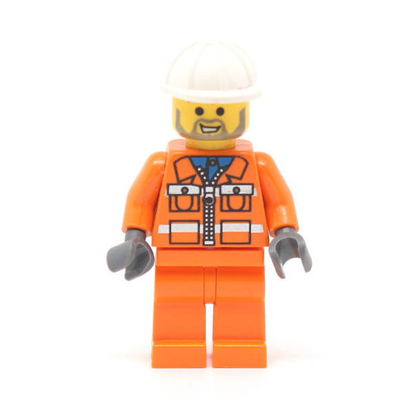 LEGO con001 - Construction Worker, Orange Zipper