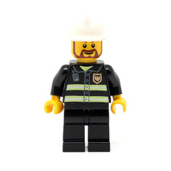 LEGO cty0055 - Fire (Reflective Stripes, Black Legs, White Fire Helmet, Brown Beard Rounded)