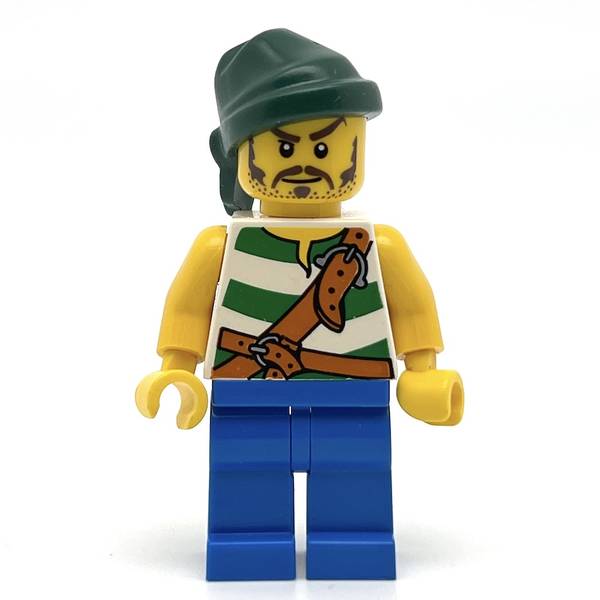LEGO pi132 - Pirate (Green / White Stripes, Blue Legs, Dark Green Bandana)