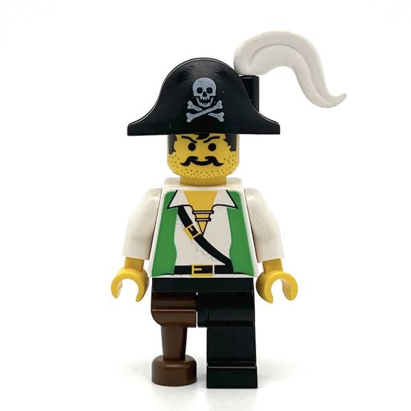 LEGO pi050 - Pirate (Green Vest, Black Leg with Pegleg, Black Pirate Hat with Skull)