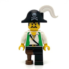 LEGO pi050 - Pirate (Green Vest, Black Leg with Pegleg, Black Pirate Hat with Skull)