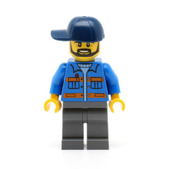 LEGO cty0576 -(Blue Jacket with Pockets and Orange Stripes, Dark Bluish Gray Legs, Dark Blue Cap with Hole, Black Beard)