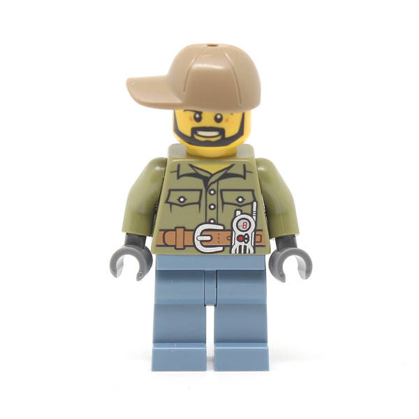 LEGO cty0695 -Volcano Explorer (Male, Shirt with Belt and Radio, Dark Tan Cap with Hole, Black Angular Beard)