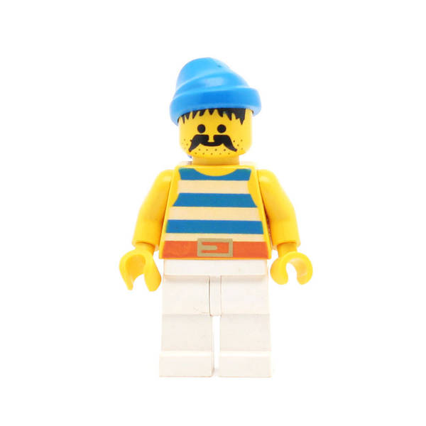 LEGO pi019 - Pirate (Blue / White Stripes Shirt, White Legs, Blue Bandana)