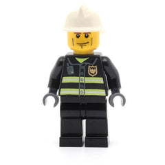 LEGO cty0043 - Fire (Reflective Stripes, Black Legs, White Fire Helmet, Cheek Lines, Yellow Hands)