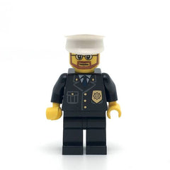 LEGO cty0097 - Police (City Suit with Blue Tie and Badge, Black Legs, White Hat, Beard and Glasses)