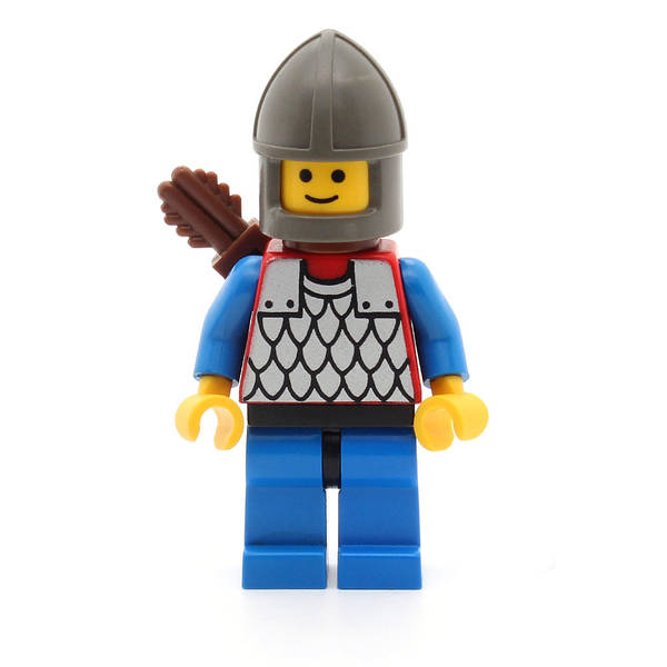 LEGO cas151a - Scale Mail (Red with Blue Arms, Blue Legs with Black Hips, Dark Gray Chin-Guard, Quiver)