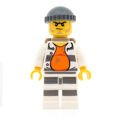 LEGO cty0618 -Police (Jail Prisoner 18675, Open Shirt, Striped Legs, Gray Knit Cap, Backpack)