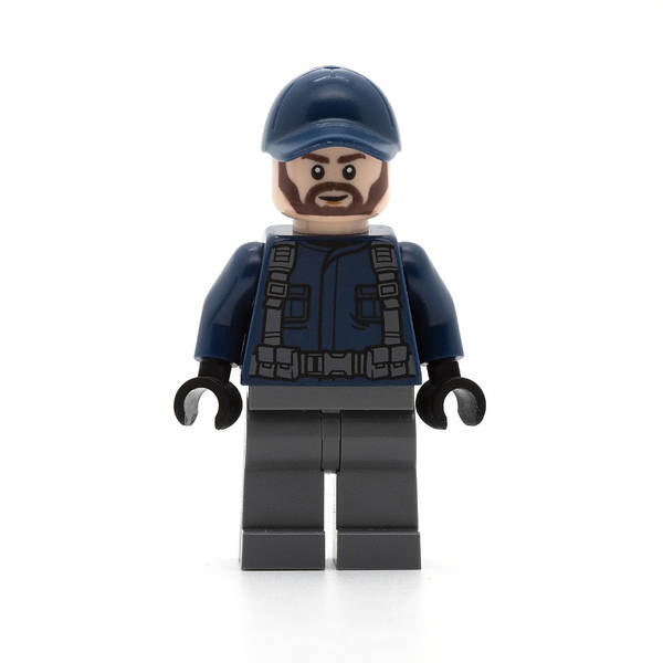 LEGO jw061 - Guard (Ball Cap, Dark Brown Beard, Dark Bluish Gray Legs)