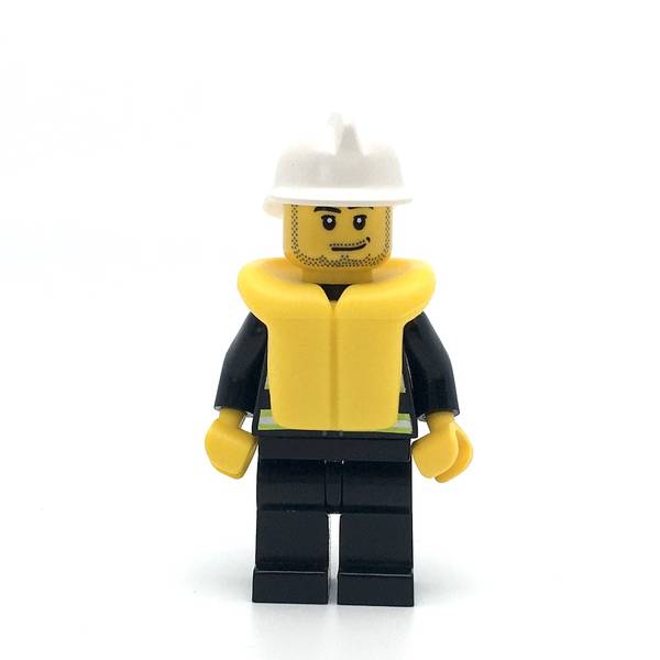 LEGO cty0086 - Fire (Reflective Stripes, Black Legs, White Fire Helmet, Smirk and Stubble Beard, Life Jacket)