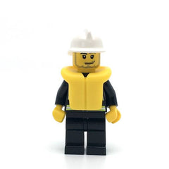 LEGO cty0086 - Fire (Reflective Stripes, Black Legs, White Fire Helmet, Smirk and Stubble Beard, Life Jacket)