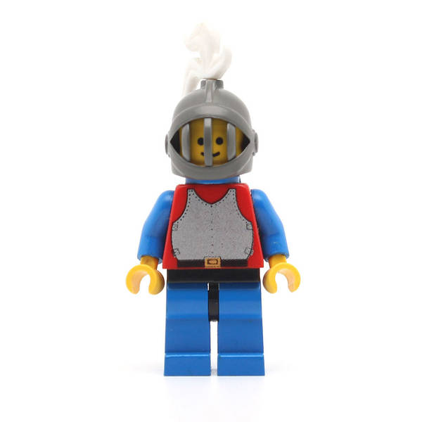LEGO cas190 - Breastplate (Red with Blue Arms, Blue Legs with Black Hips, Dark Gray Grille Helmet, White Plume, Blue Plastic Cape)