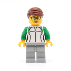 LEGO cty0784 -City Newsstand Worker (Female Outline Sweatshirt with Zipper, Light Bluish Gray Legs, Reddish Brown Hair with Bun, Glasses)