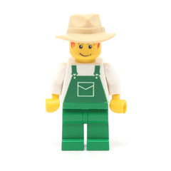 LEGO ovr036 - Overalls Green with Pocket, Green Legs, Tan Fedora
