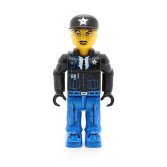 LEGO js016 - Police (Blue Legs, Black Jacket, Black Cap with Star)