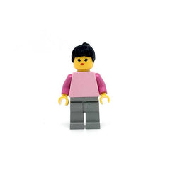 LEGO par040 - Plain Pink Torso (Dark Pink Arms, Light Gray Legs, Black Ponytail Hair)
