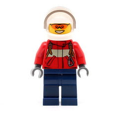 LEGO cty0323 - Fire (Pilot Male, Red Fire Suit with Carabiner, Dark Blue Legs, White Helmet, Trans-Black Visor, Orange Safety Glasses)