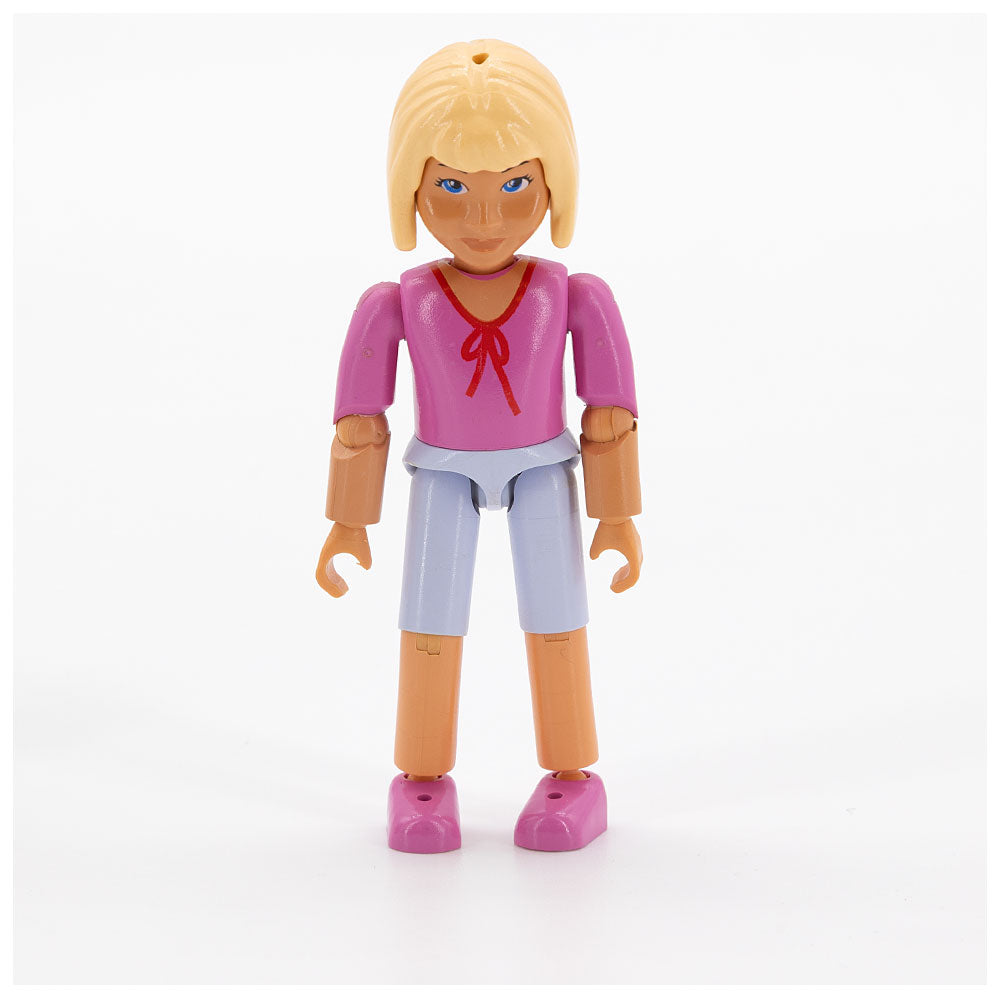 LEGO belvfemale38 - Belville Female - Light Violet Shorts, Dark Pink Shirt with String Bow, Light Yellow Hair