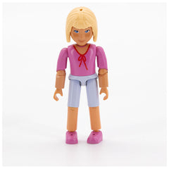 LEGO belvfemale38 - Belville Female - Light Violet Shorts, Dark Pink Shirt with String Bow, Light Yellow Hair
