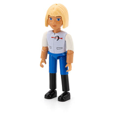 LEGO belvfemale69 - Belville Female - Light Violet Top with White Sleeves, Blue Shorts, Black Boots, Light Yellow Hair