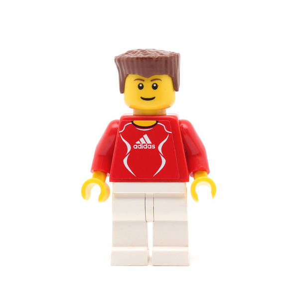 LEGO soc118s - Soccer Player Red (Adidas Logo, Red and White Torso Stickers #2)