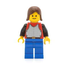 LEGO cas197 - Breastplate (Red with Black Arms, Blue Legs, Brown Female Hair)