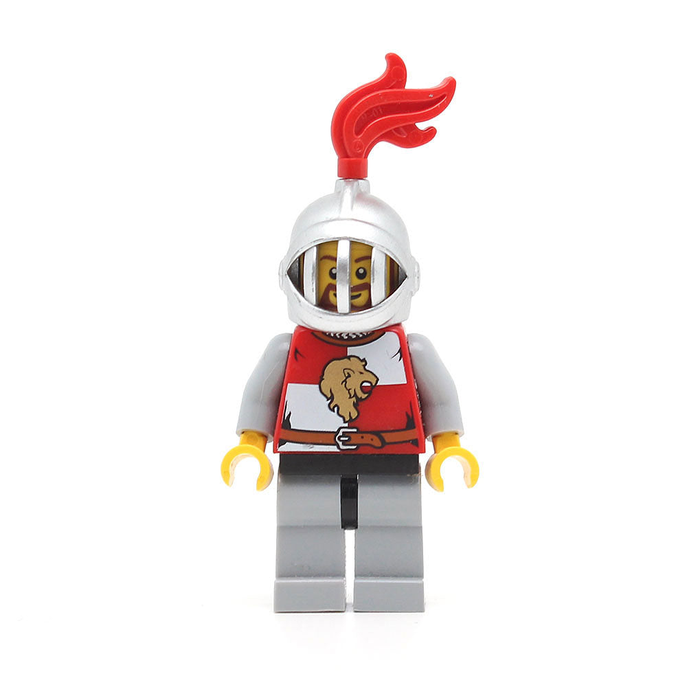 LEGO cas444 - Lion Knight (Kingdoms, Quarters, Helmet with Fixed Grille, Brown Beard Rounded)