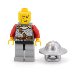 LEGO cas447 - Lion Knight (Kingdoms, Scale Mail with Chest Strap and Belt, Helmet with Broad Brim, Vertical Cheek Lines)