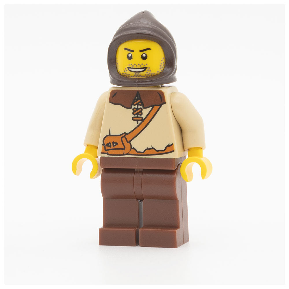 LEGO cas491 - Peasant (Male with Dark Brown Hood)