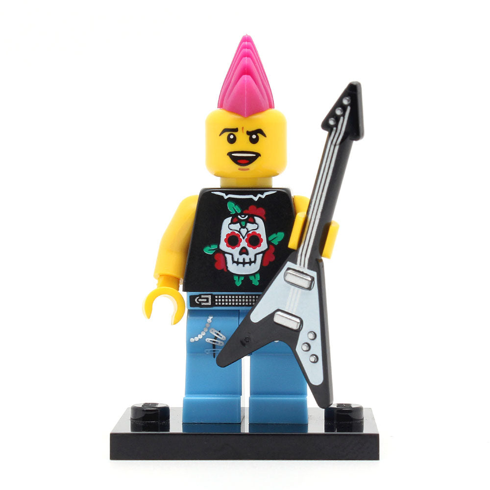 LEGO col04-04 - Punk Rocker, Series 4 (Set mit Stand und Zubehör)
