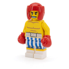 LEGO col304 - Boxer (Black Eye, Blue and White Striped Trunks)