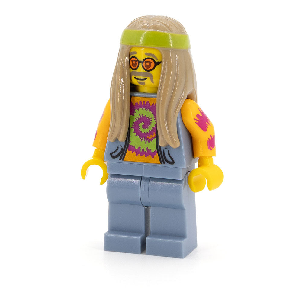 LEGO col305 - Flower Child, Hippie (Dark Tan Long Hair, Orange Glasses and Tie Dye Shirt)