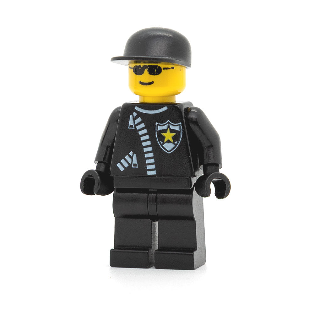 LEGO cop041 - Police (Zipper with Sheriff Star, Black Cap, Black Sunglasses)