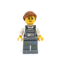 LEGO cty0661 -Fence Painter (Pink Lips, Light Bluish Gray Overalls with Paint Splatters)