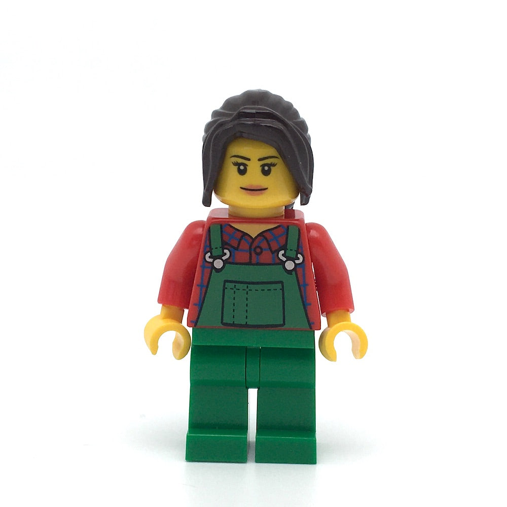 LEGO cty0667 -Lawn Worker (Pink Lips, Green Overalls over Plaid Shirt)