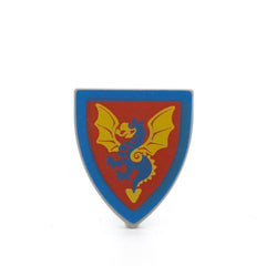 Farbenfrohe LEGO Schilder mit verschiedenen Symbolen und Designs, die kreativ und spielerisch gestaltet sind. Kaufe jetztLEGO 3846px10 - Shield Triangular (Blue and Yellow Dragon Pattern, Light Gray)