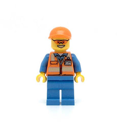 LEGO cty0677 - (Orange Safety Vest with Reflective Stripes, Medium Blue Legs, Orange Short Bill Cap, Orange Sunglasses)