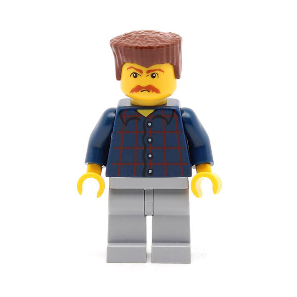 LEGO cty0082 - (Plaid Button Shirt, Light Bluish Gray Legs, Bushy Moustache)