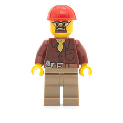 LEGO cty0540 - Flannel Shirt with Pocket and Belt, Dark Tan Legs, Red Construction Helmet, Safety Goggles