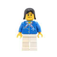 LEGO air021 - Airport (Blue with Scarf, Black Female Hair, Wide Smile and Eyebrows)
