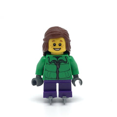 LEGO hol039 - Girl (Winter Jacket Zipper, Dark Purple Short Legs, Reddish Brown Hair, Ice Skates)