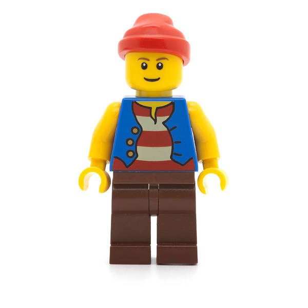 LEGO pi137b - Pirate (Blue Vest, Reddish Brown Legs, Red Bandana)