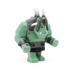 LEGO cas376 - Fantasy Era - Troll (Sand Green with Pearl Dark Gray Armor, 2 White Horns and 3 Pearl Light Gray Horns)