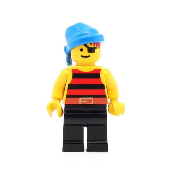 LEGO pi027 - Pirate (Red / Black Stripes Shirt, Black Legs, Blue Bandana)