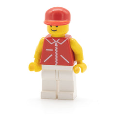 LEGO jred006 - Jacket Red with Zipper - Yellow Arms - White Legs, Red Cap