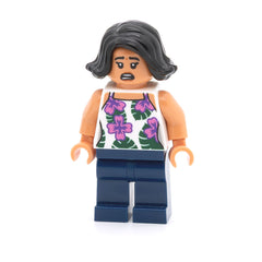 LEGO jw072 - Sammy Gutierrez (White Sleeveless Shirt with Flowers and Leaves, Dark Blue Legs)