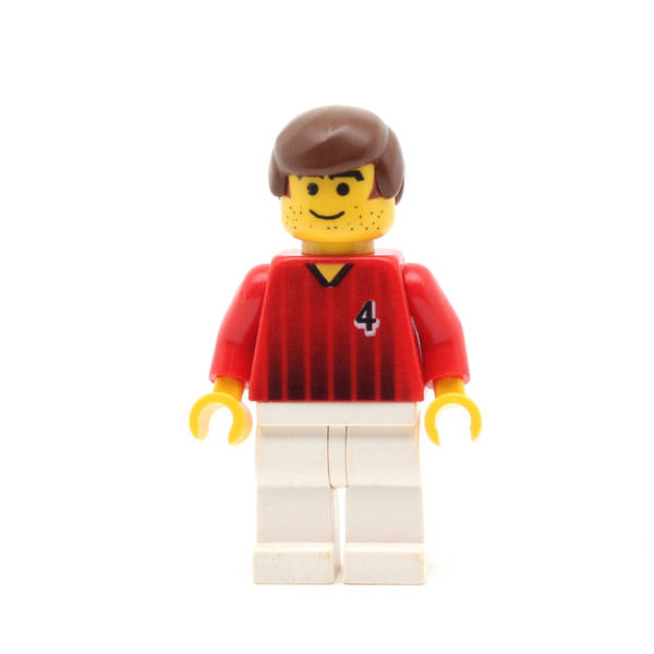 LEGO soc087 - Soccer Player (Red/White Team with Shirt  #4)