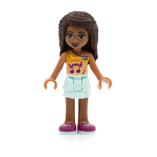 LEGO frnd260 - Friends Andrea (Light Aqua Layered Skirt, Bright Light Orange Top with Winged Music Notes)